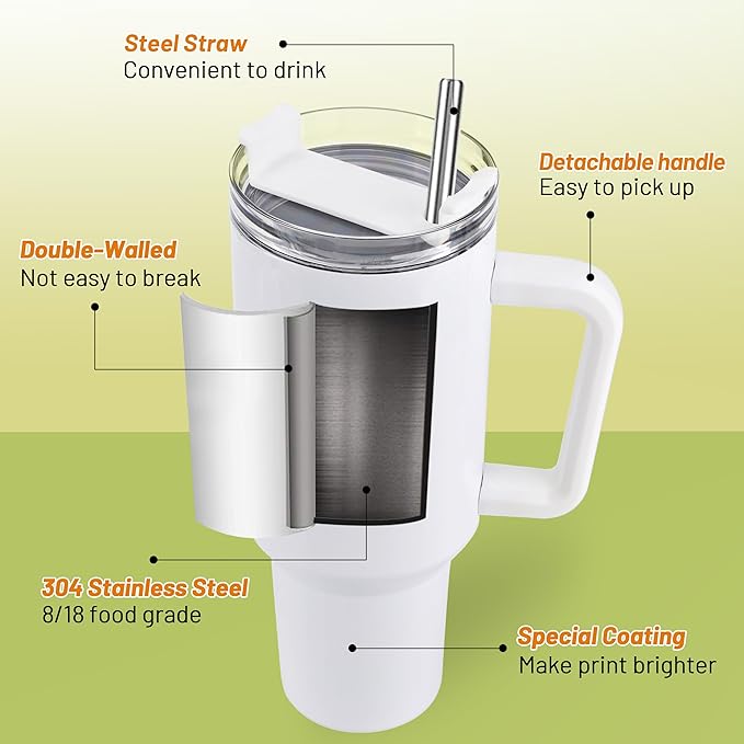 40oz Stainless Steel Tumbler with Handle and a pray on it pray over it and pray through itl design