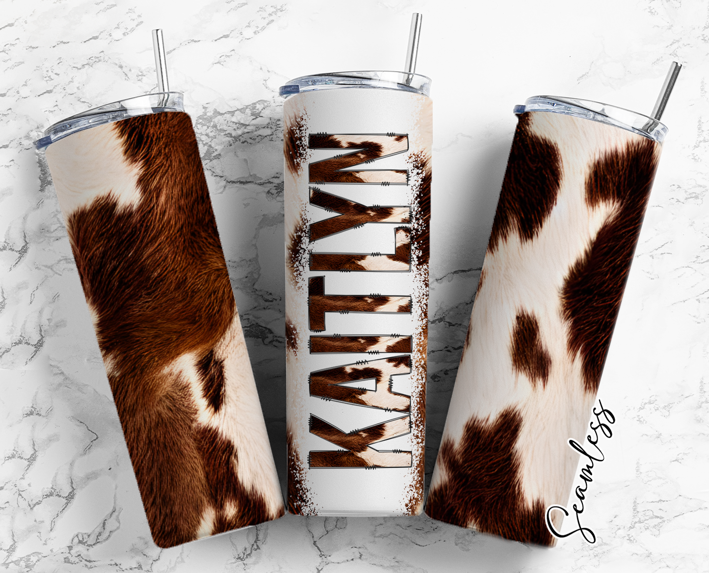 20oz Stainless Steel Tumbler with lid and Straw in "Personalized with your Name"