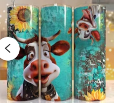 20oz Stainless Steel Tumbler with lid and Straw in "Funny Cow" Design