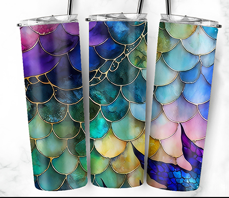 20oz Stainless Steel Tumbler with lid and Straw in "Inks" Design