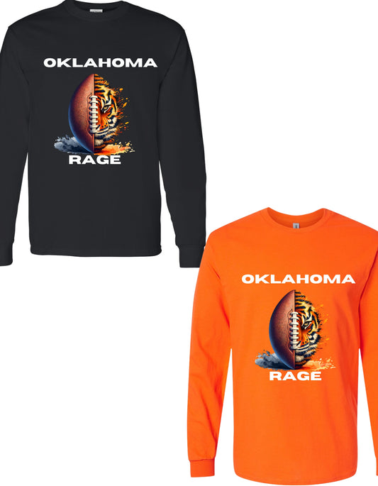 Oklahoma Rage Womans Football Gear " Long Sleeve T-shirt with Tiger-football"