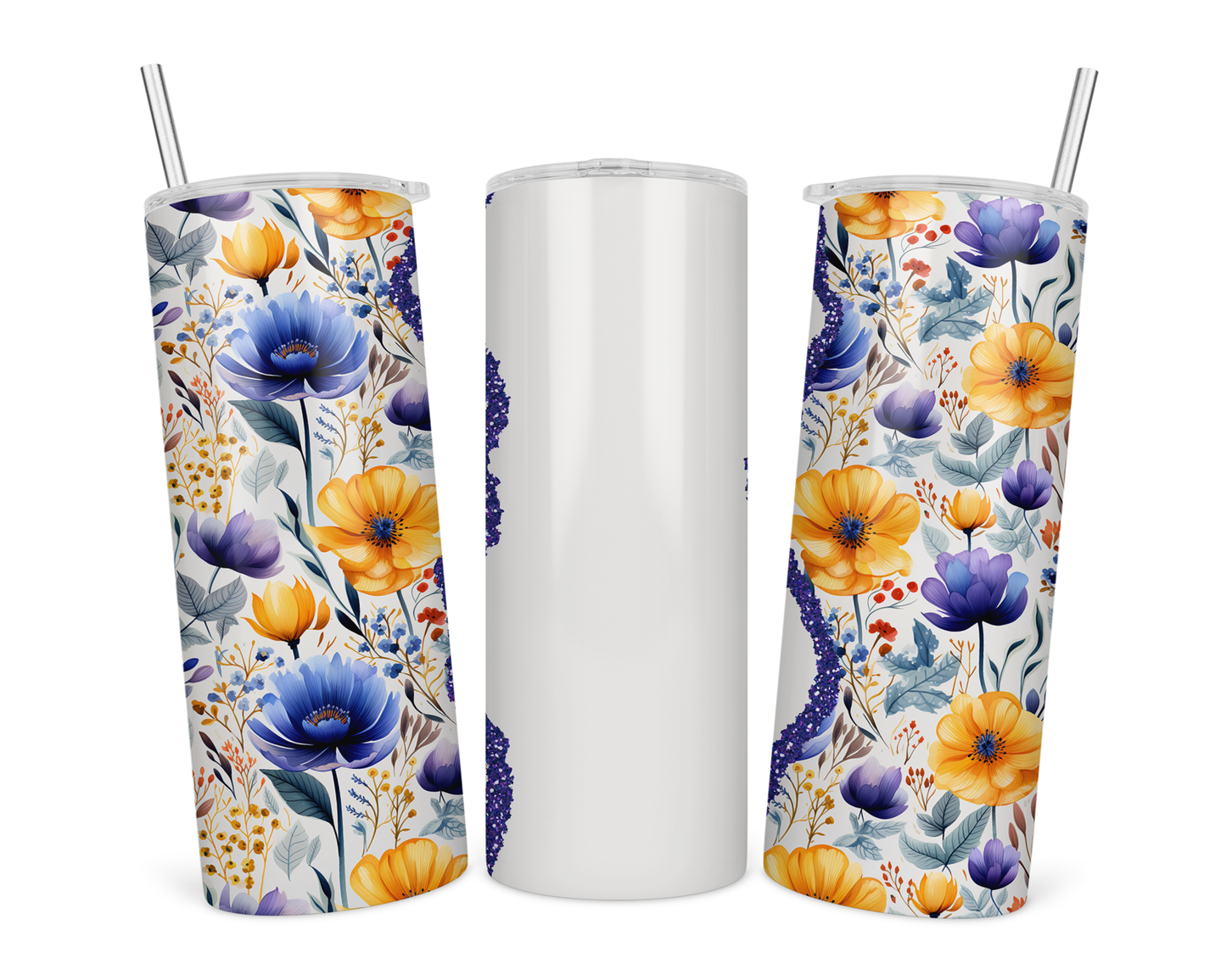 20oz Stainless Steel Tumbler with lid and Straw in "Personalized with your name"  Design