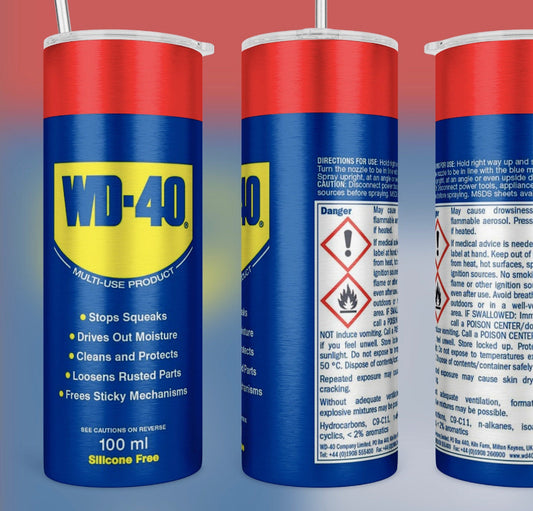 20oz Stainless Steel Tumbler with lid and Straw in "wd40 "Design