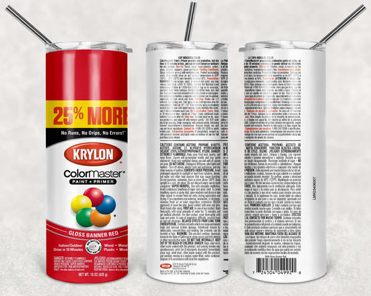 20oz Stainless Steel Tumbler with lid and Straw in "Red Spray Paint "Design