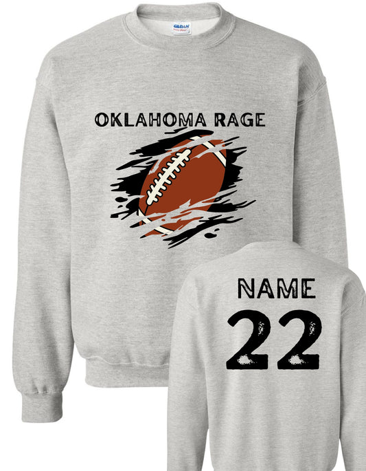 Oklahoma Rage Woman's Football Gear " Long Sleeve T-shirt" Two sided