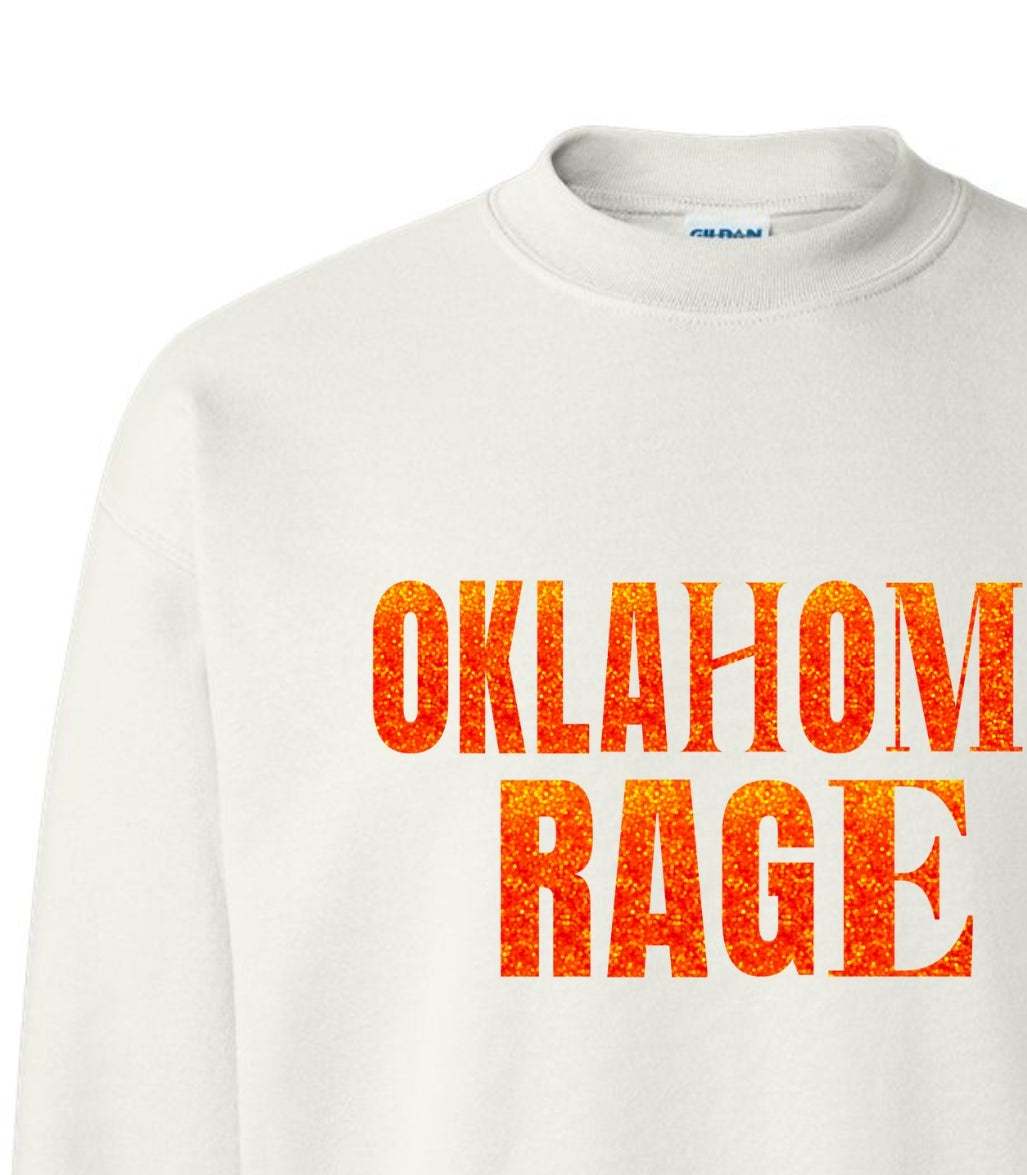 Oklahoma Rage Woman's Football Gear " Orange Glitter" sweatshirt or T-shirt