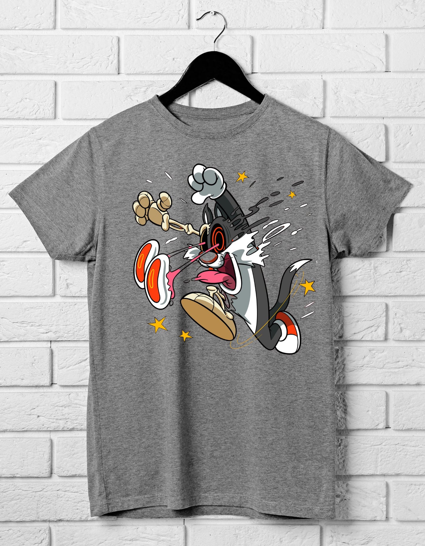 Crewneck T-shirt with Sylvester Cat Design