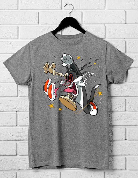 Crewneck T-shirt with Sylvester Cat Design