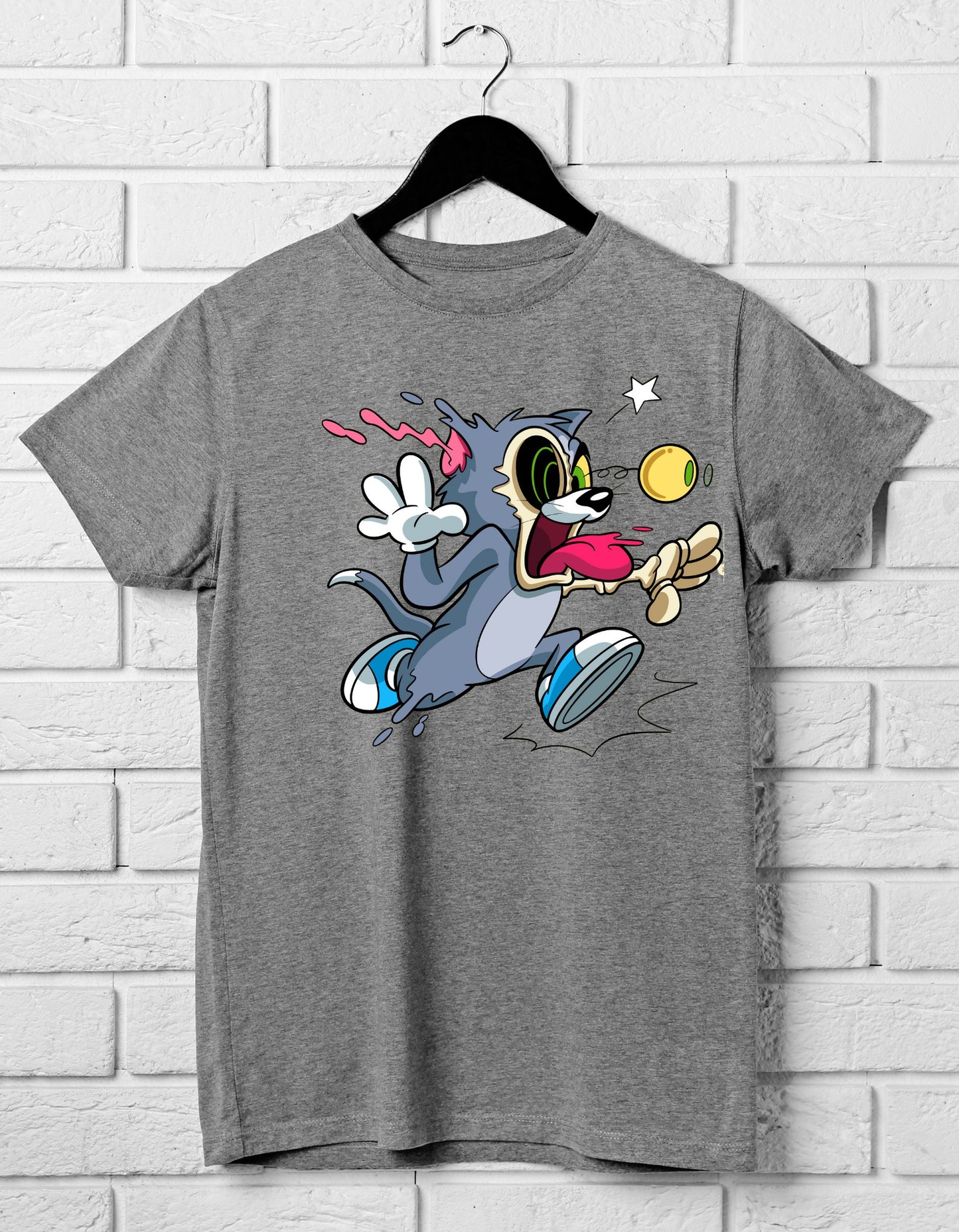 Crewneck T-shirt with Tom the Cat Design