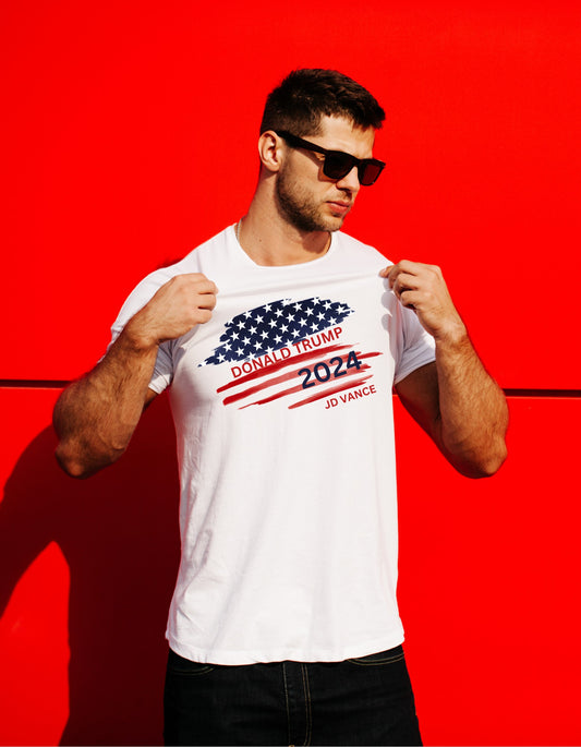 Woman's Crewneck T-shirt with "Trump, Vance 2024"Design