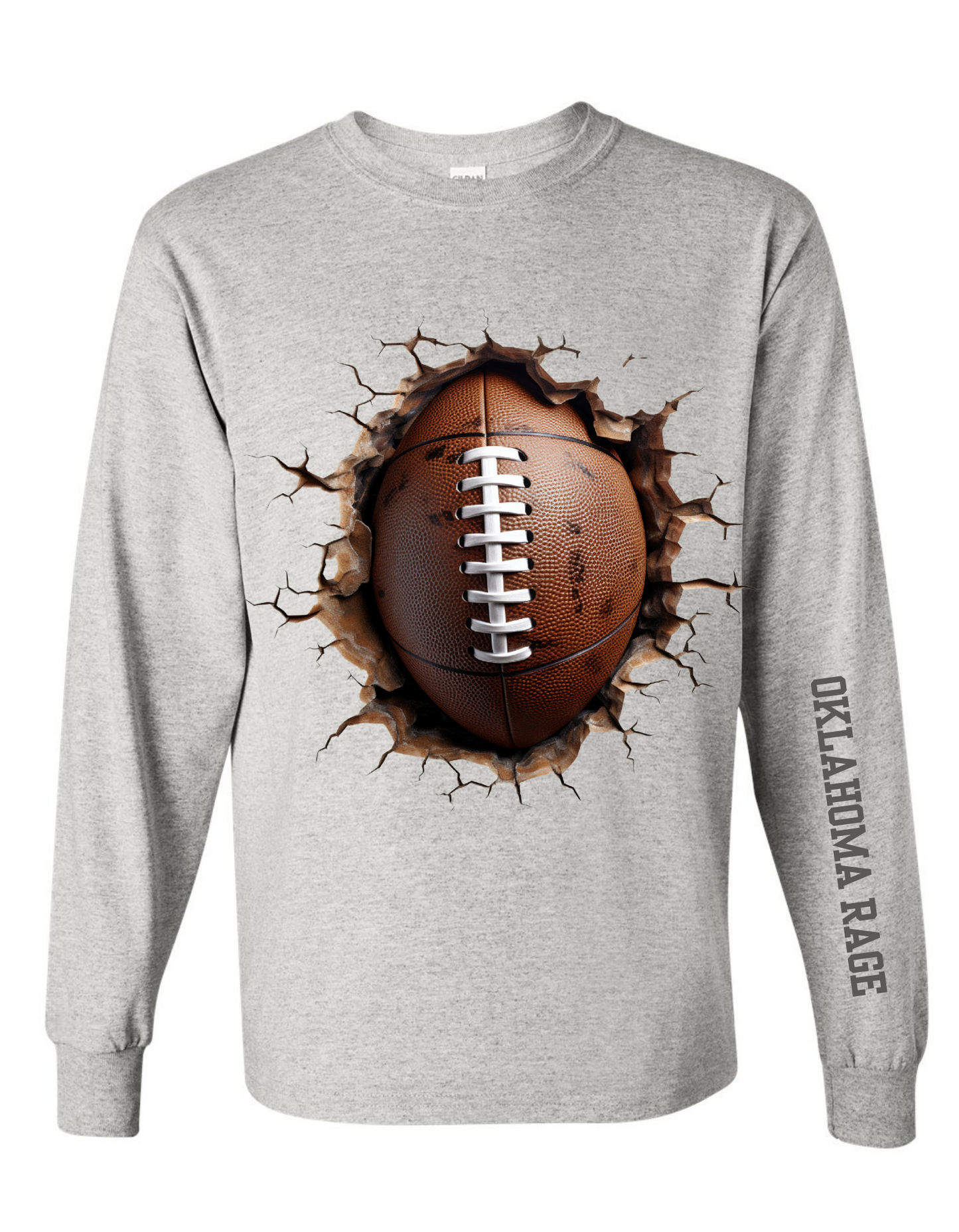 Oklahoma Rage Long Sleeve T-shirt in Orange or grey