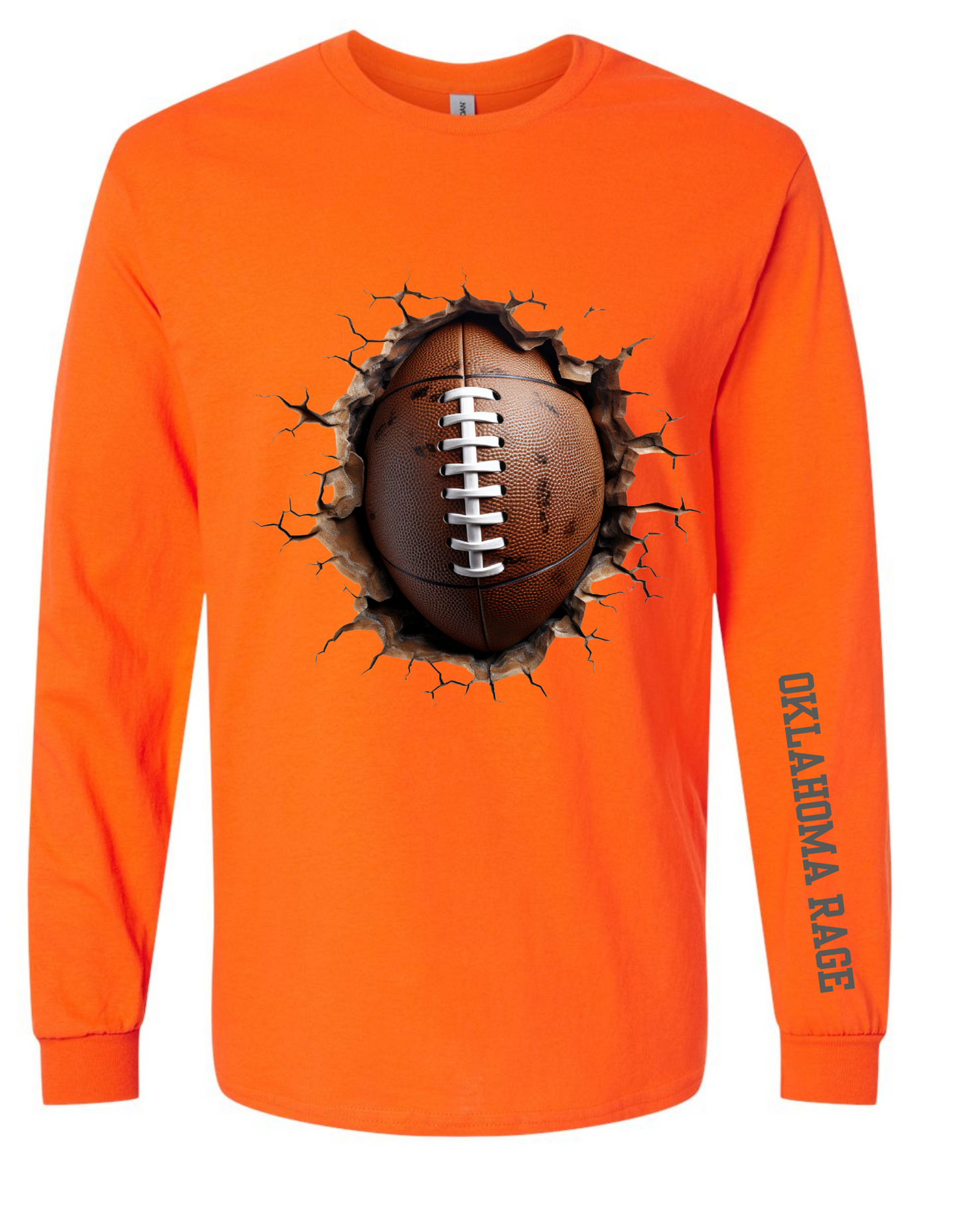 Oklahoma Rage Long Sleeve T-shirt in Orange or grey