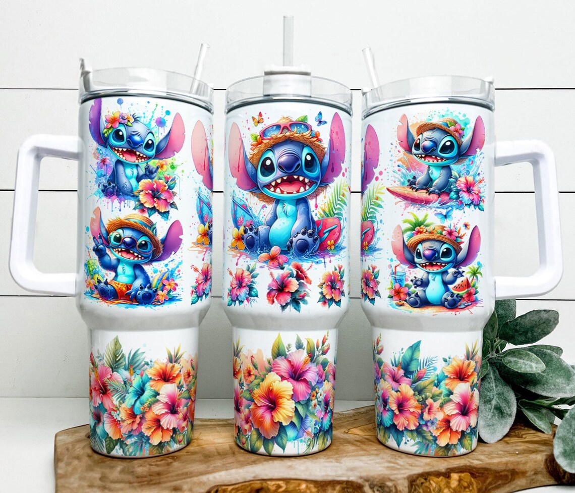 40oz Stainless Steel Tumbler with Stitch in the Tropics