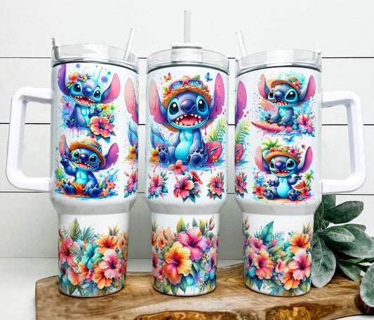 40oz Stainless Steel Tumbler with Stitch in the Tropics