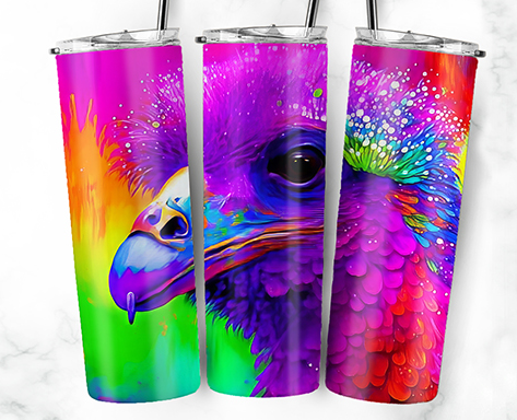 20oz Stainless Steel Tumbler with lid and Straw in "Bird Ink" Design
