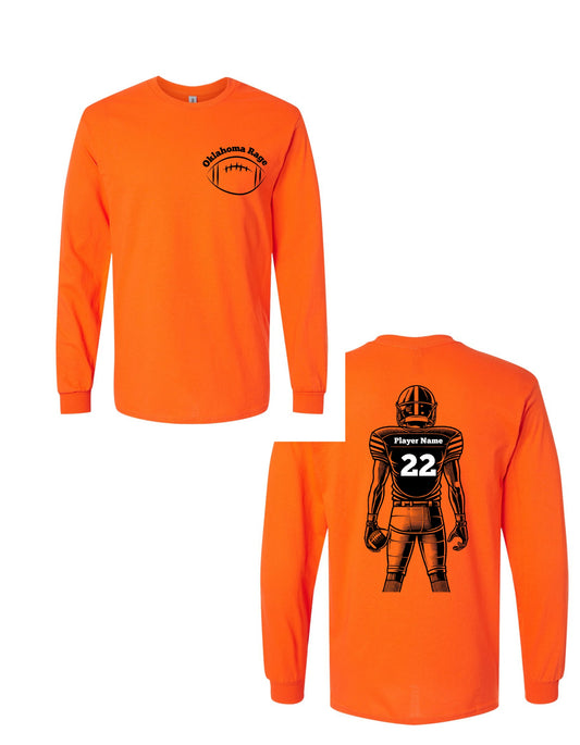 Oklahoma Rage Woman's Football Gear " Long Sleeve Football player with number"