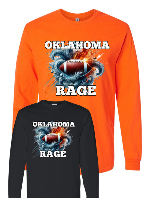 Oklahoma Rage Woman's Football Gear " Long Sleeve Football Rage T-shirt"