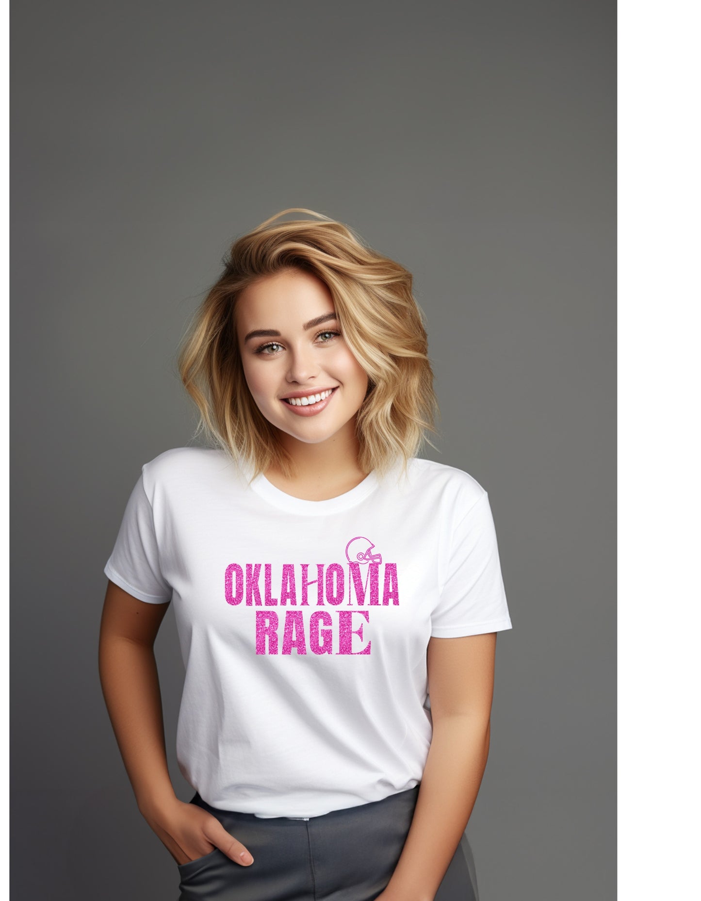 Oklahoma Rage Women's Football Gear "Pink Glitter" T-shirt or  Hoodie