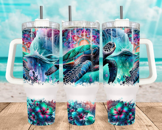 40oz Stainless Steel Tumbler with Sea Turtles