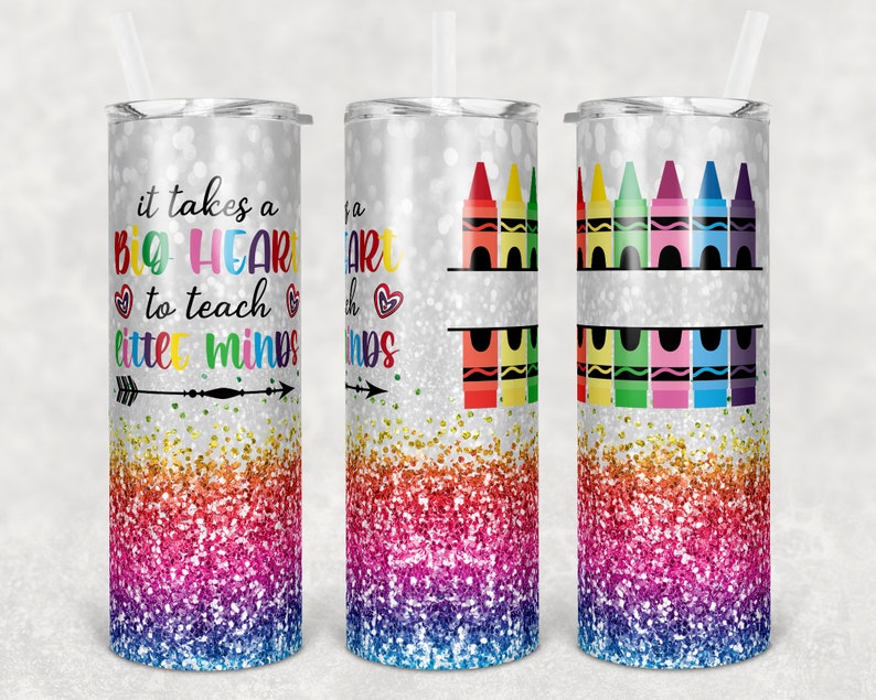20oz Stainless Steel Tumbler with lid and Straw in "For the Teacher" Design