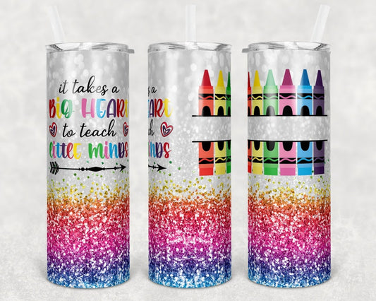 20oz Stainless Steel Tumbler with lid and Straw in "For the Teacher" Design