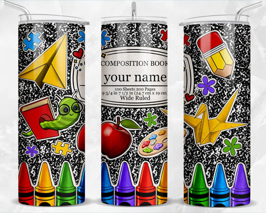 20oz Stainless Steel Tumbler with lid and Straw in "For the Teacher 2" Design
