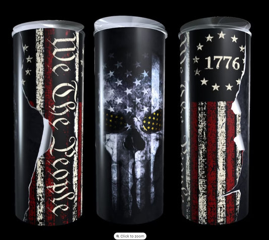 20oz Stainless Steel Tumbler with lid and Straw in "1776 We the People"